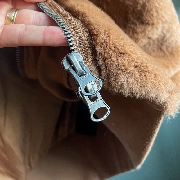 Free People Turn Up Zip Off Hoodie Brown Faux Fur Teddy Jacket - Picture 13 of 13